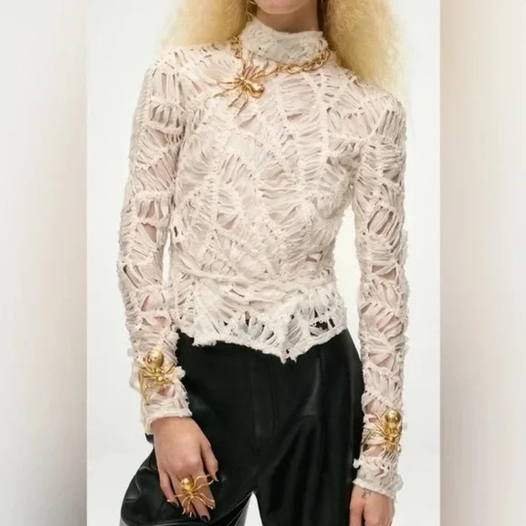 Zara Golden Bejeweled Spider Necklace Halloween Special Collection Statement NEW - Picture 2 of 14